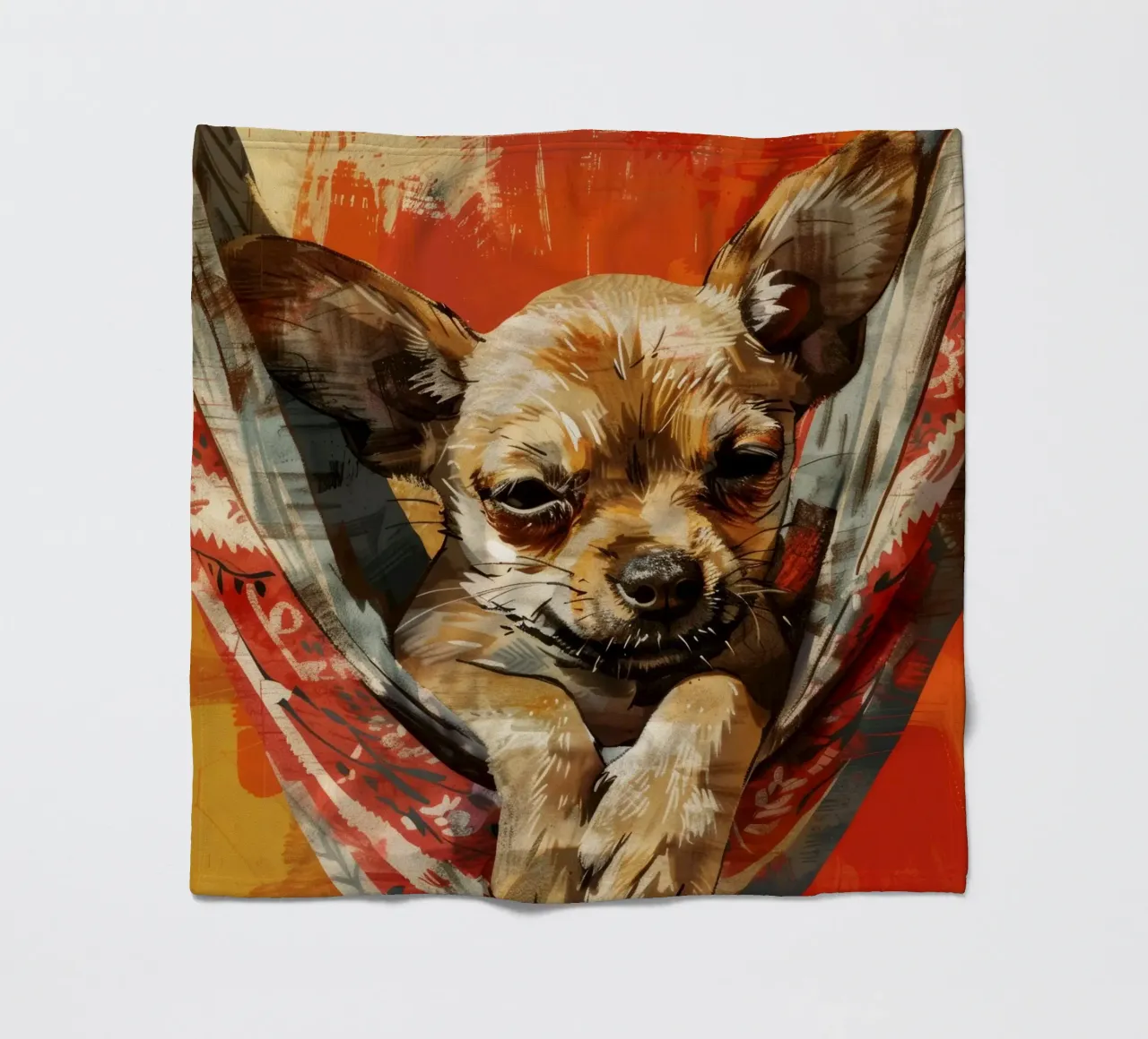 Cucciolo di chihuahua rilassato in amaca coperta in pile da DesignDoodle