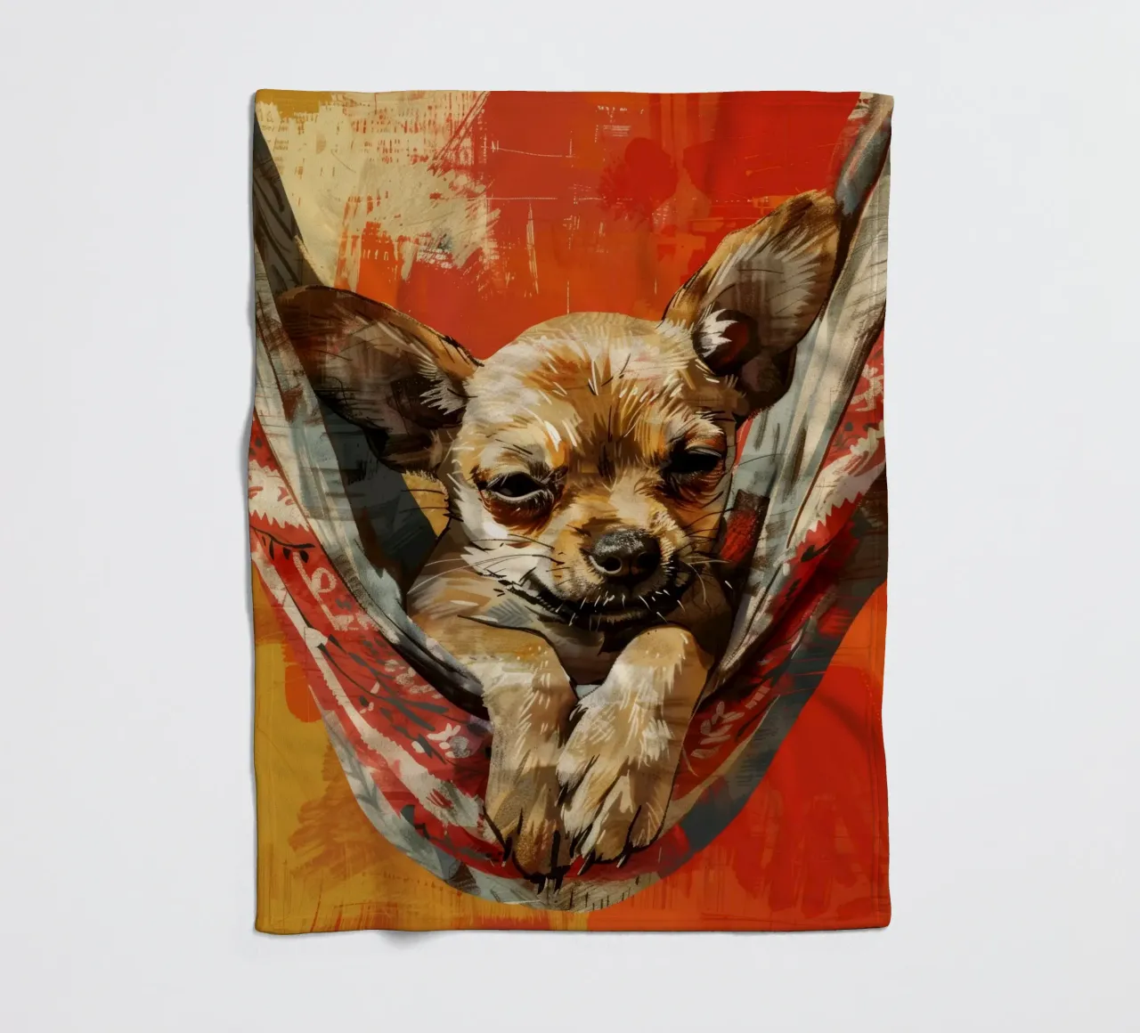 Cucciolo di chihuahua rilassato in amaca coperta in pile da DesignDoodle