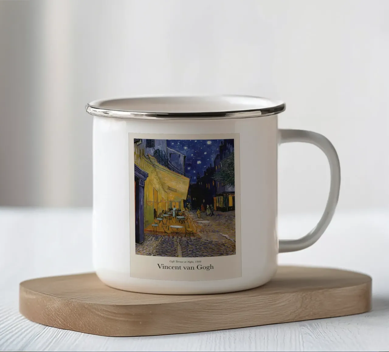 Van Gogh - Terrazza del caffè di notte Stampa tazza in smalto da Sylviepaint