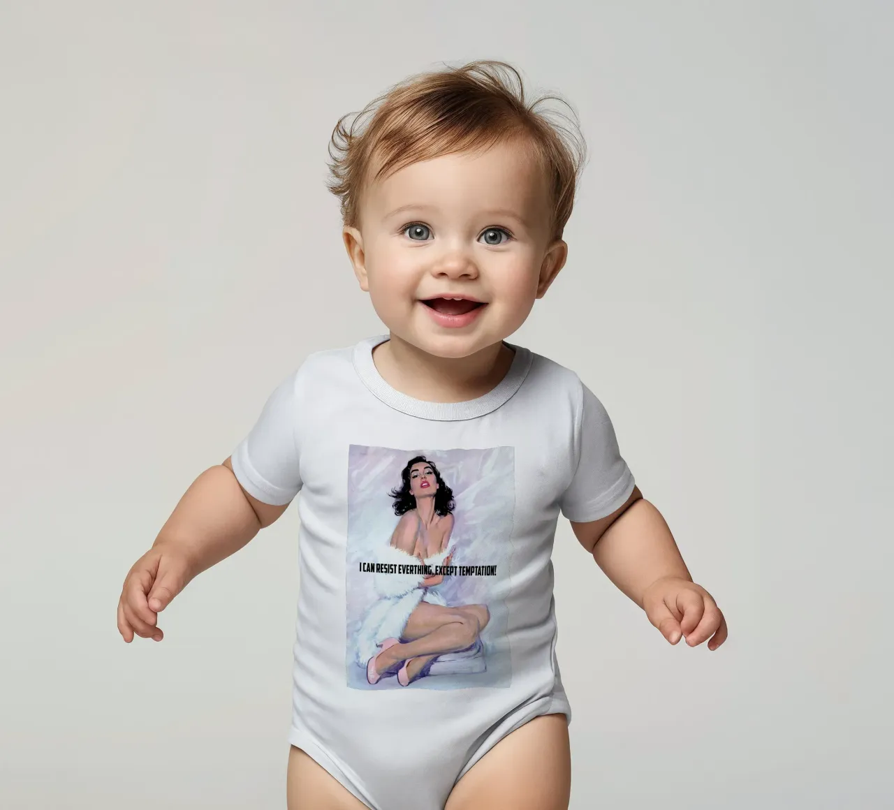 I Can Resist Everything body neonato maniche corte da Gallery Print and Art Limited