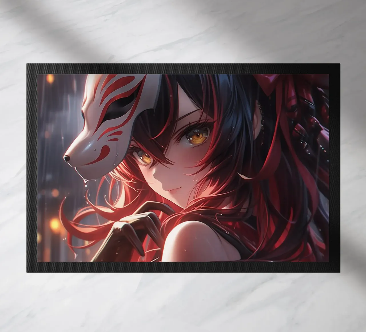 Anime Samurai Girl Fußmatte von Fleur de Lys