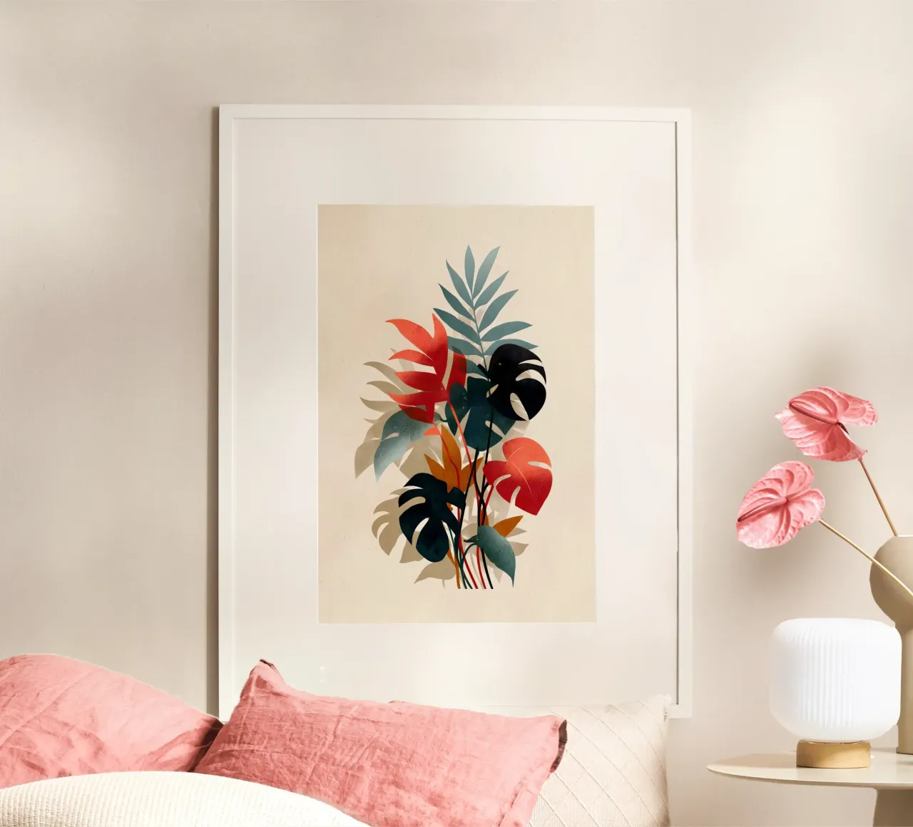 Arte delle foglie di Monstera poster con telaio in alluminio da Studio Verde
