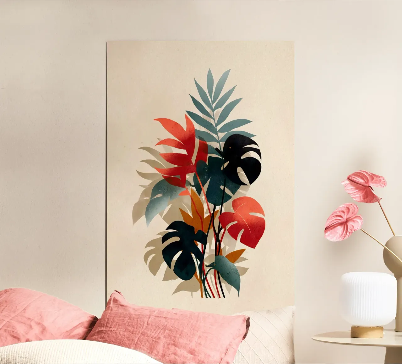 Arte delle foglie di Monstera poster con telaio in alluminio da Studio Verde