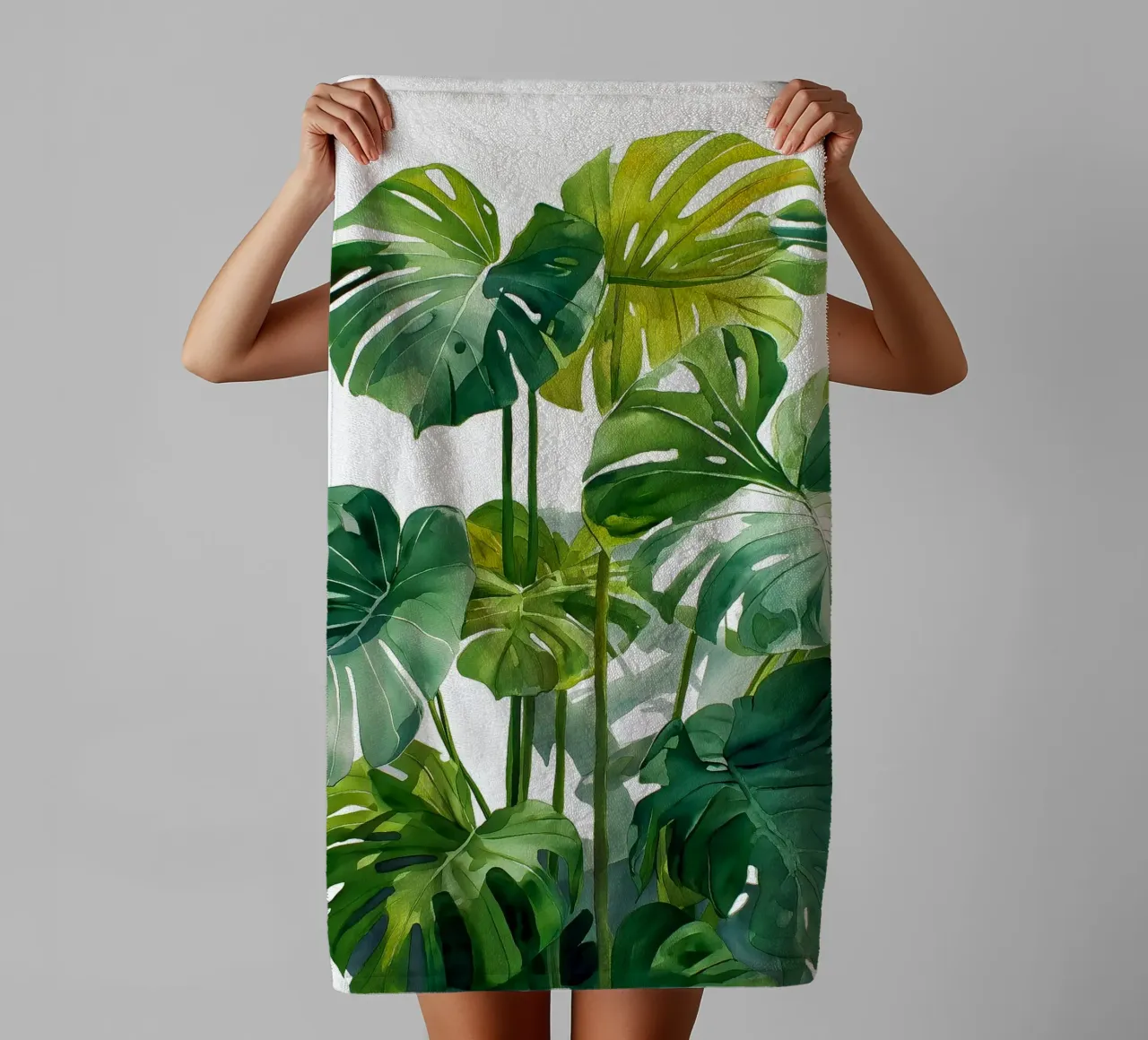 Monstera ad acquerello asciugamano da bagno da Studio Verde