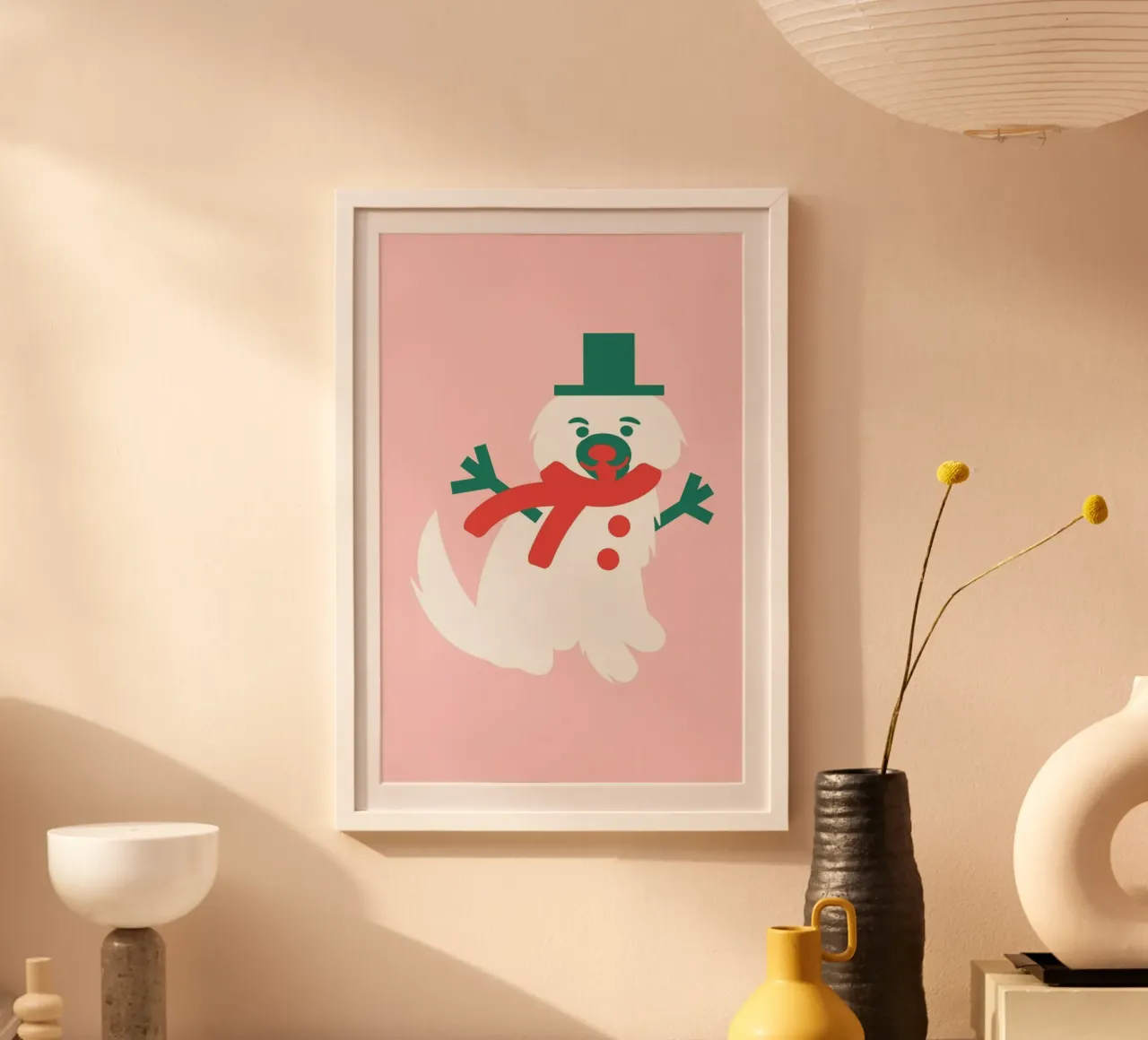Christmas Pawty poster with plastic frame by Mariery Young