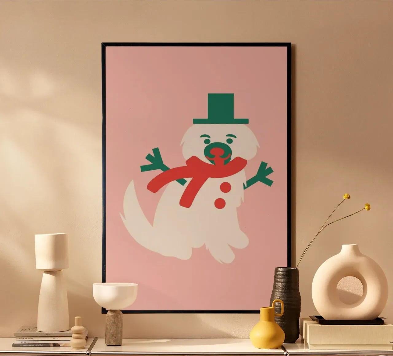 Christmas Pawty poster with plastic frame by Mariery Young