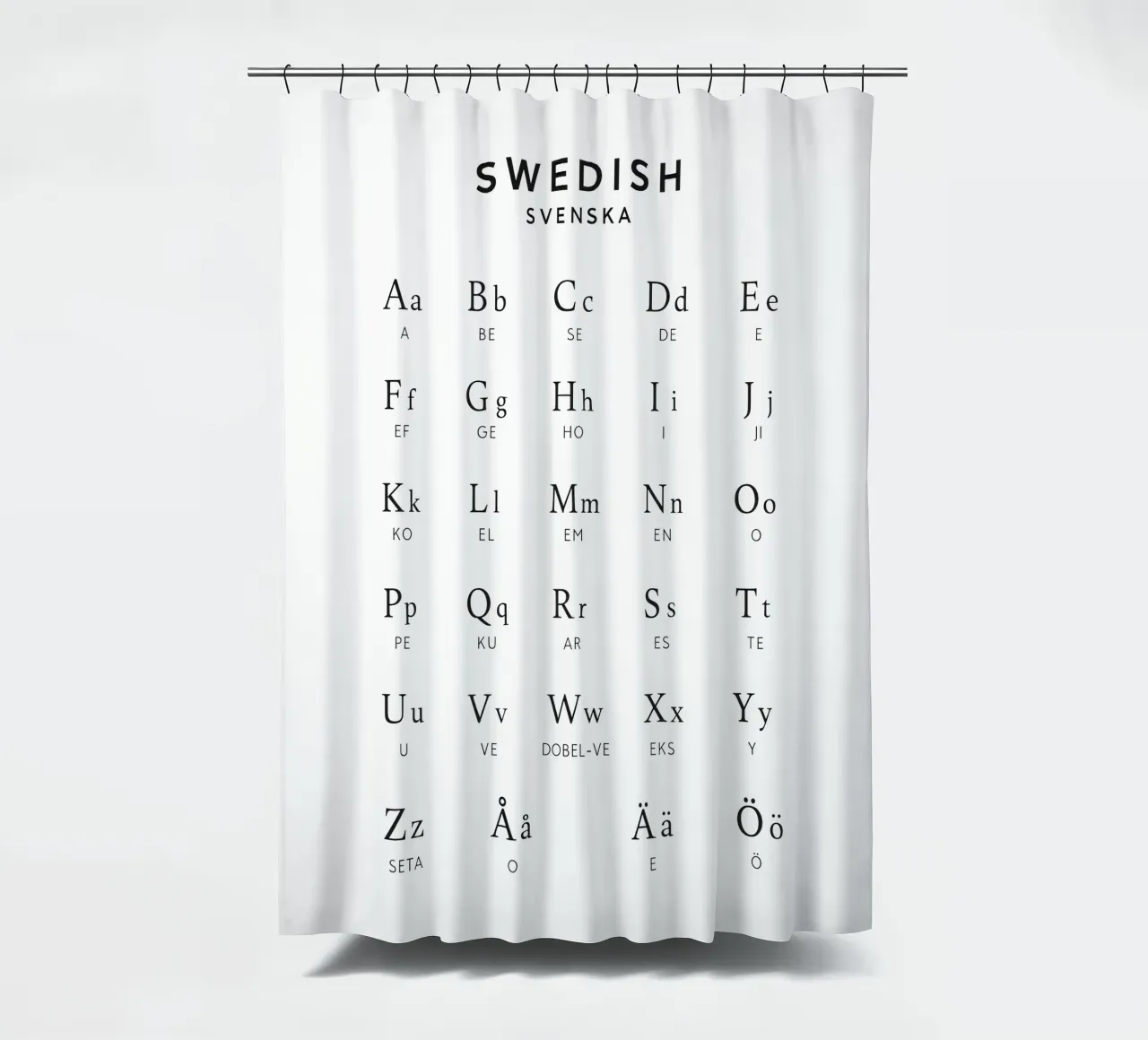 Swedish Alphabets tenda da doccia da Attaboy Dsgn