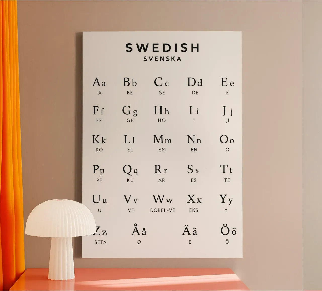 Swedish Alphabets canvas met Baklijst van Attaboy Dsgn