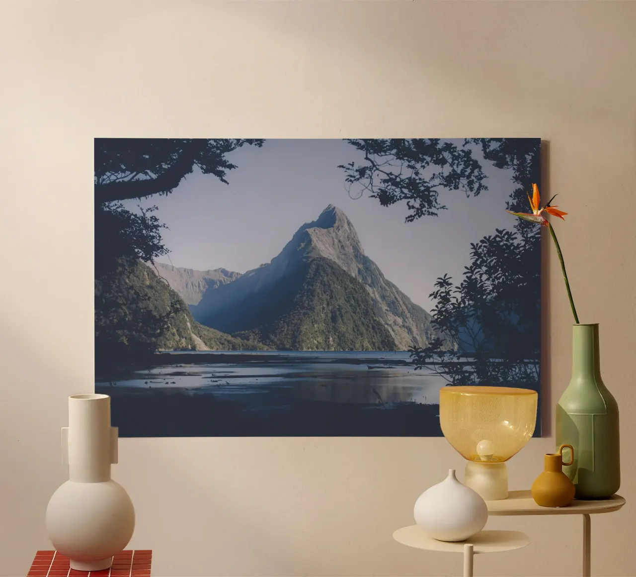 Pico Mitre, Nueva Zelanda lienzo con Marco flotante de PhotoVibe Decor