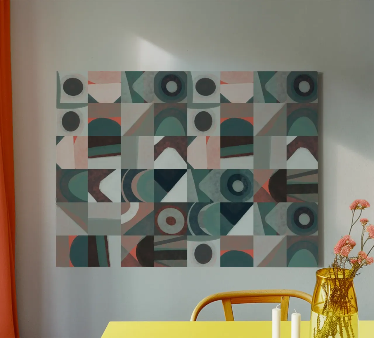 Tiled geometric design 02 canvas by Little Dean