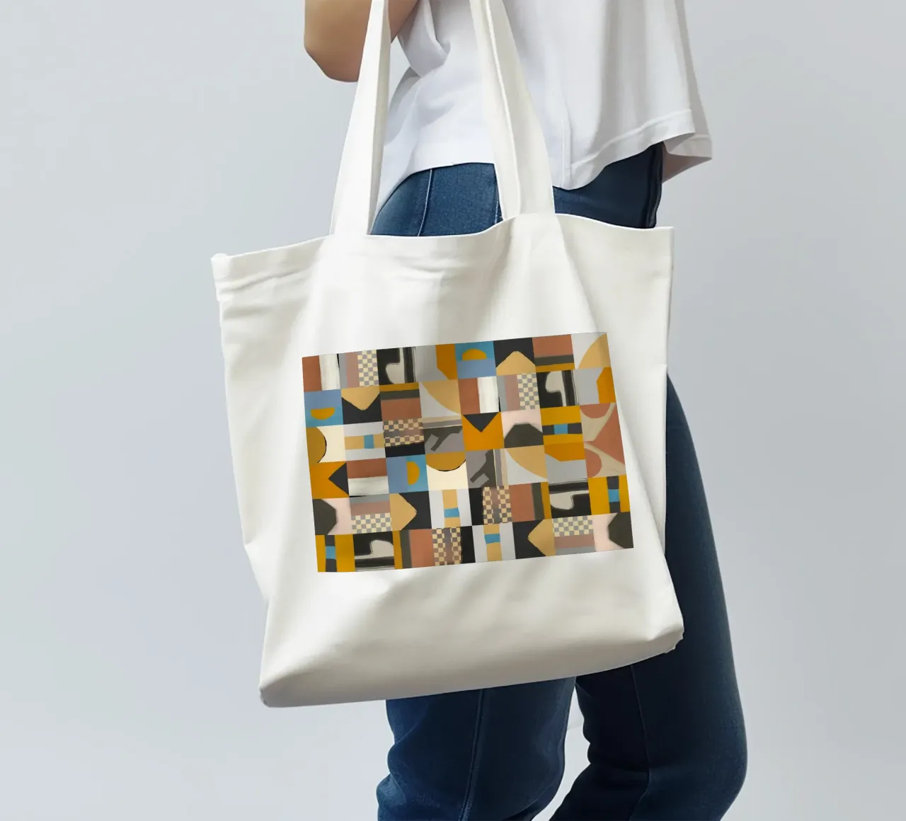 Tiled geometric design 03 tote bag by Little Dean