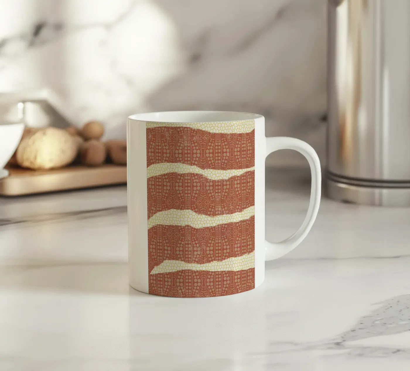 Patterned paper ceramic mug by Little Dean