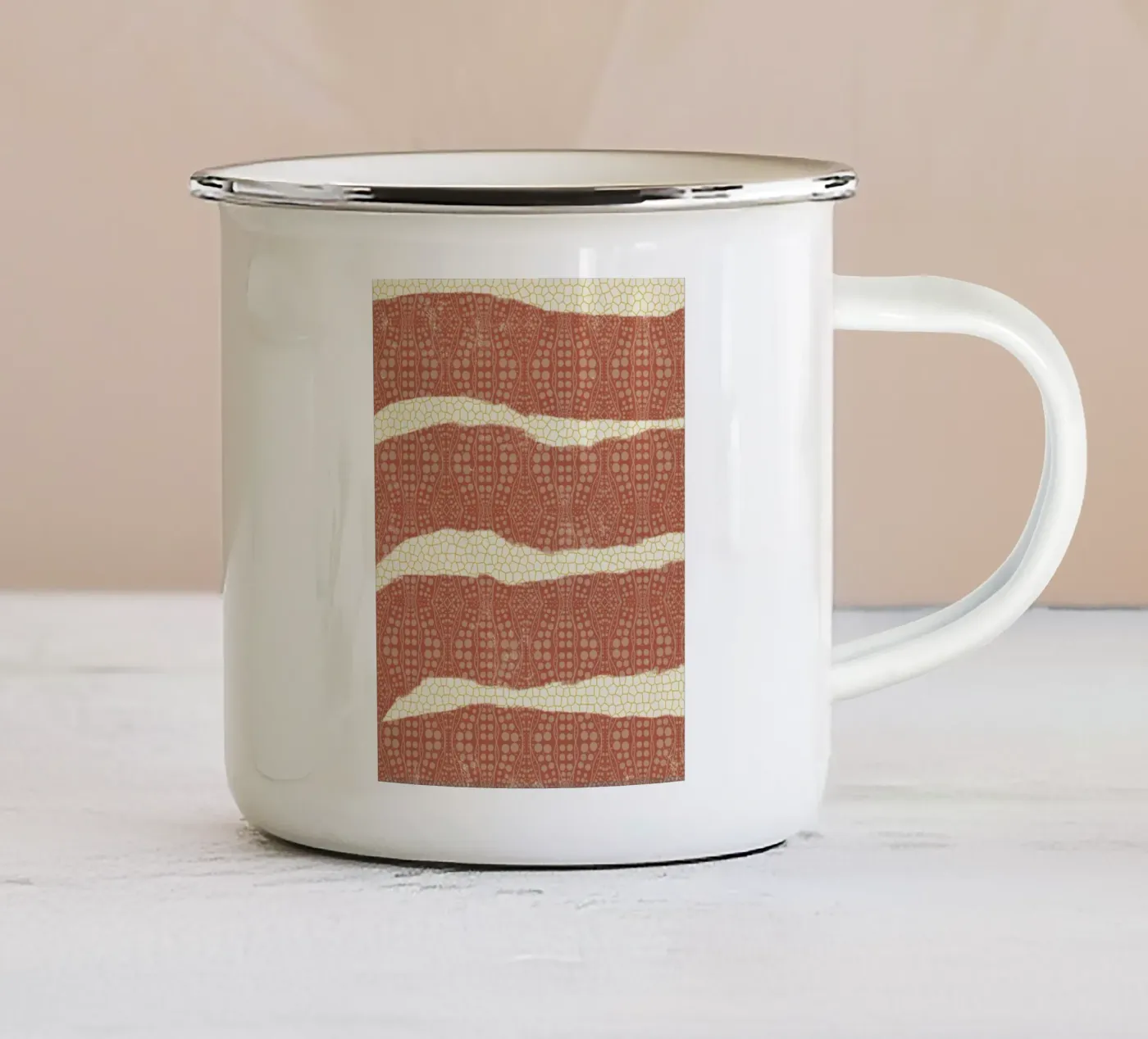 Patterned paper enamel mug by Little Dean