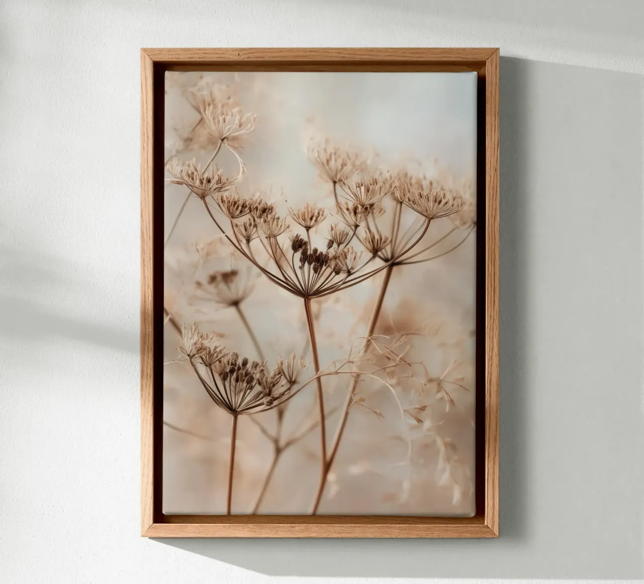Minimalist Botanical Print – Dried Wild Fennel Stems tela con Cornice a cassetta da Vela Luna