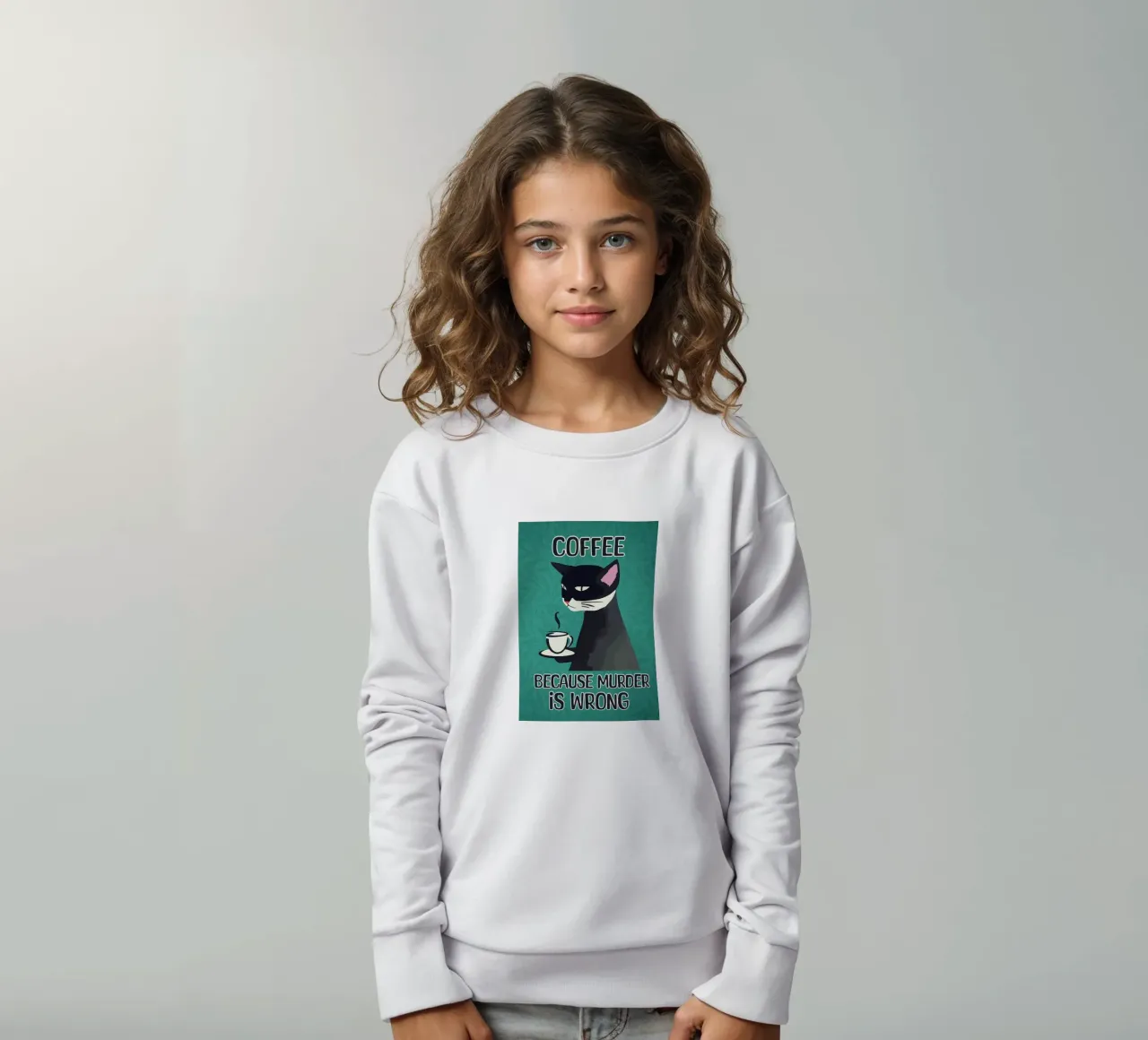 Cat Coffee Moord is verkeerd kinder sweatshirt van Arjun