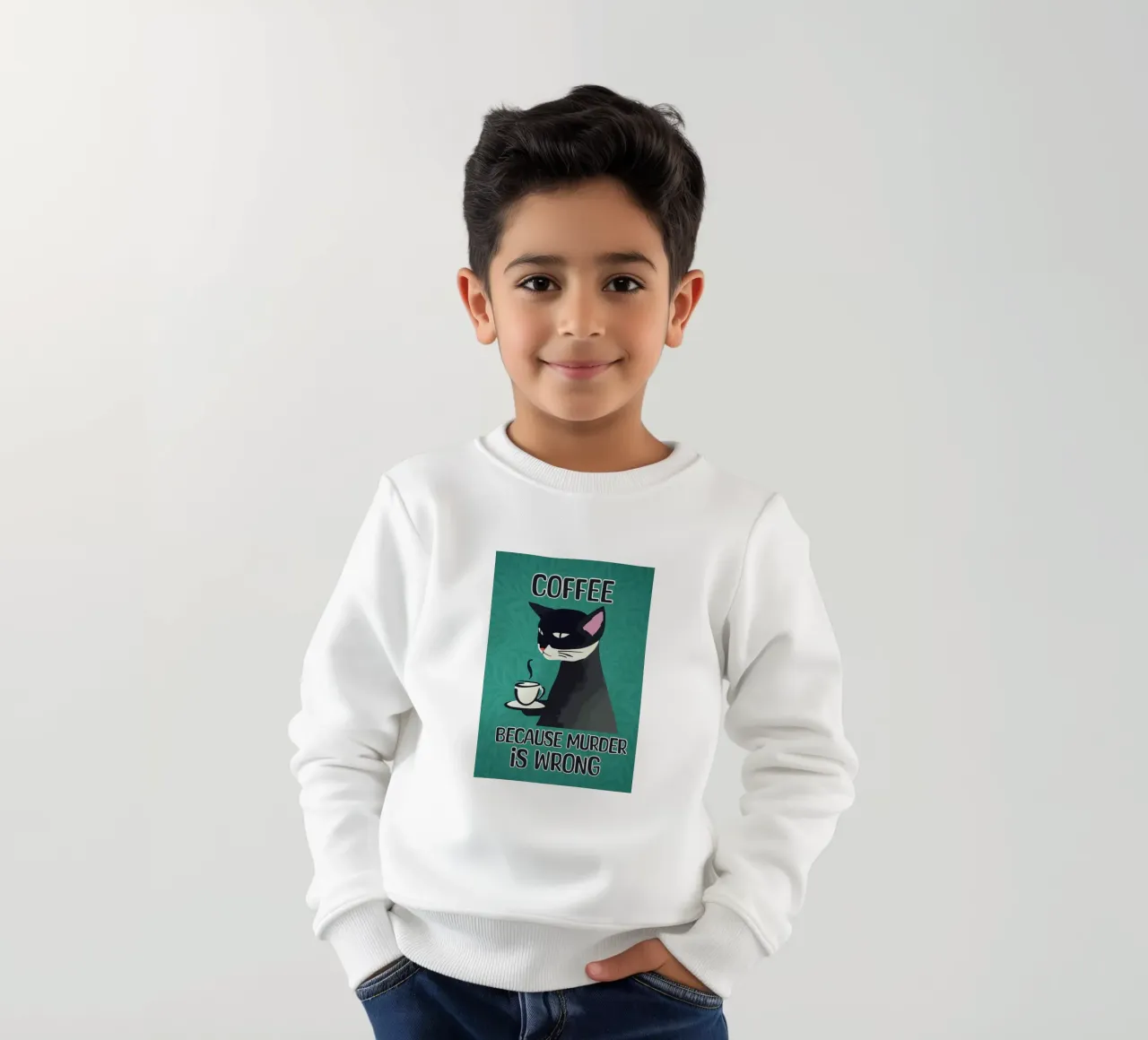 Cat Coffee Moord is verkeerd kinder sweatshirt van Arjun