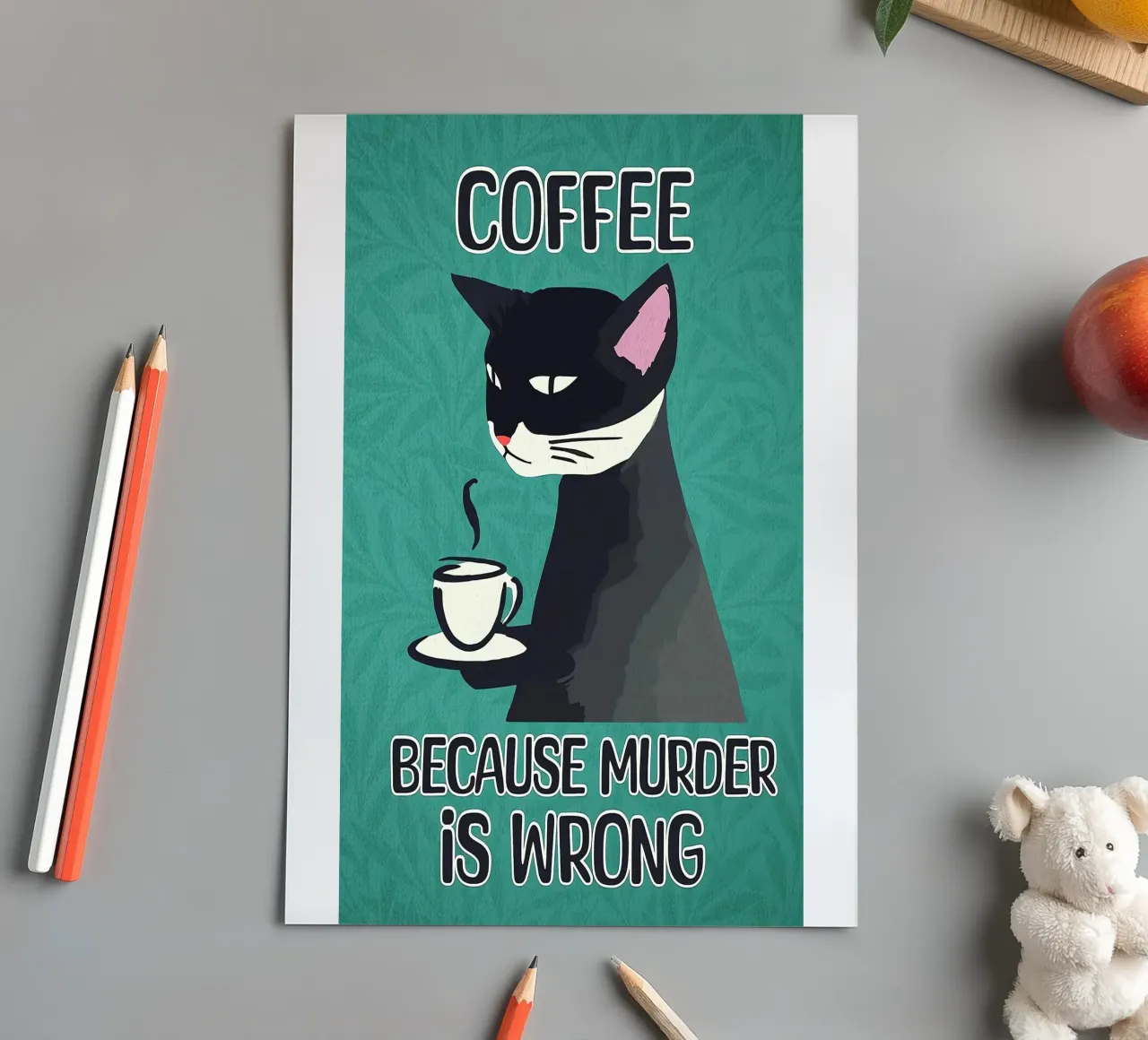 Cat Coffee Murder Is Wrong sticker sheet by Arjun