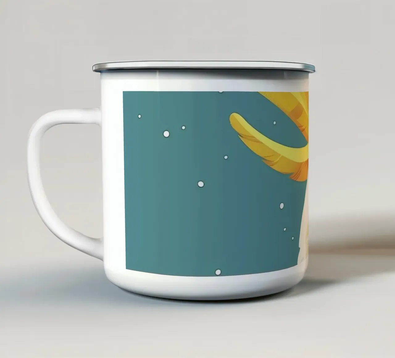 Ritratto illustrato di cacatua dal ciuffo sulfureo tazza in smalto da DesignDoodle