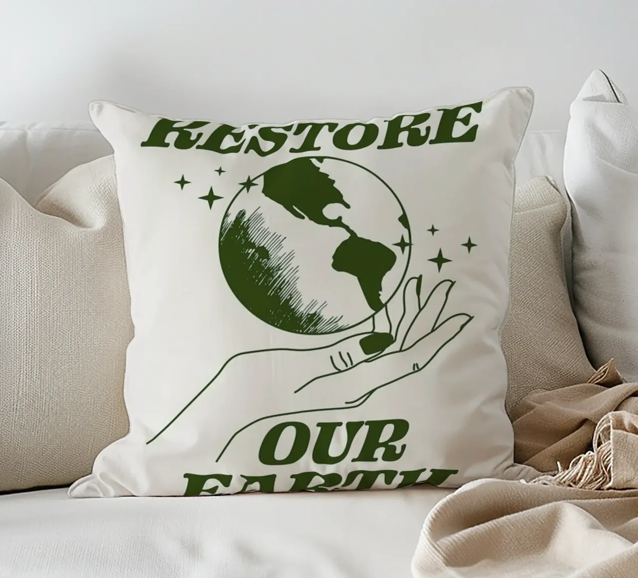 Restore Our Earth decorative cushion by cafelab