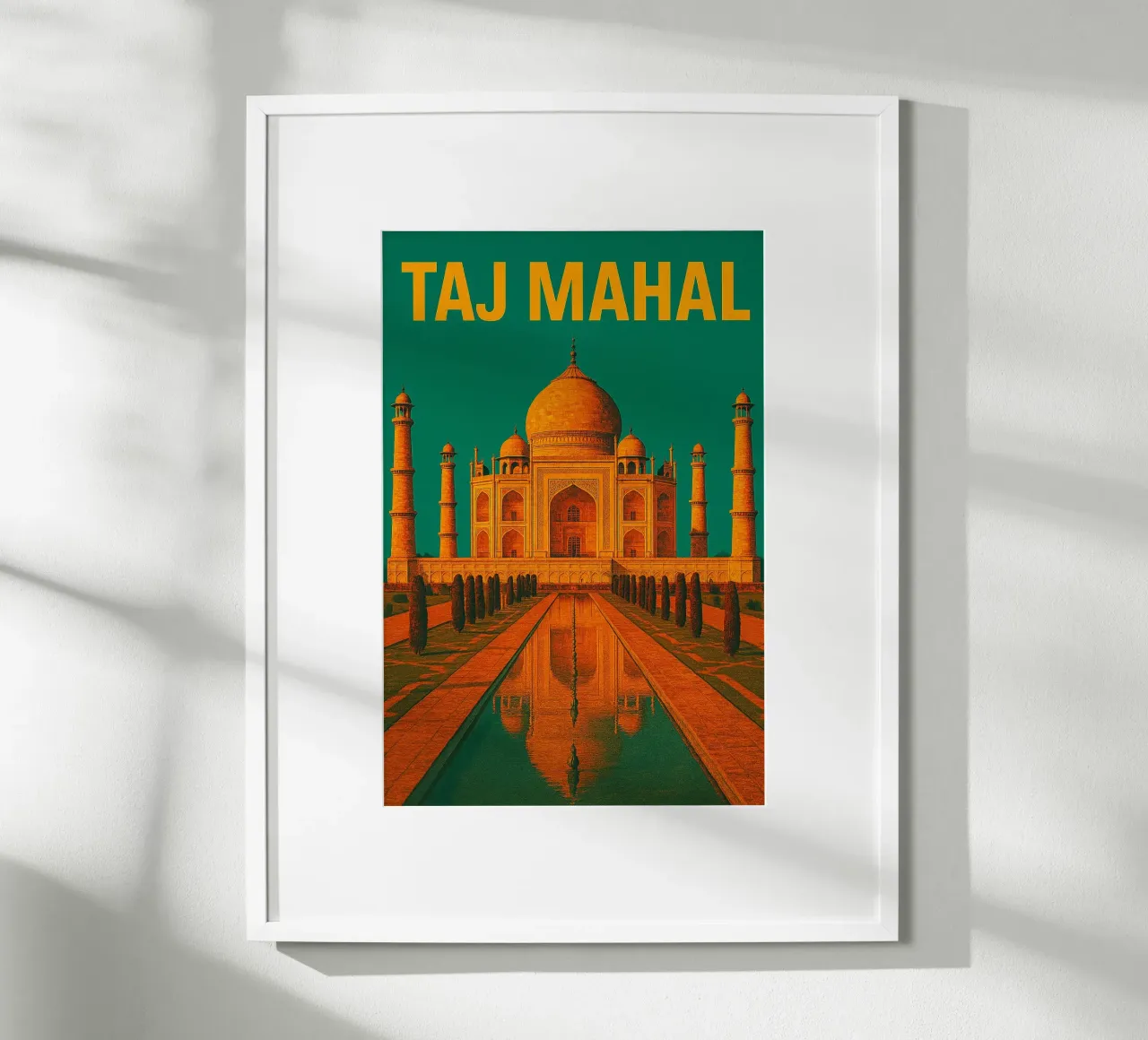 Vintage Taj Mahal, India poster with plastic frame by Vintage Travelers