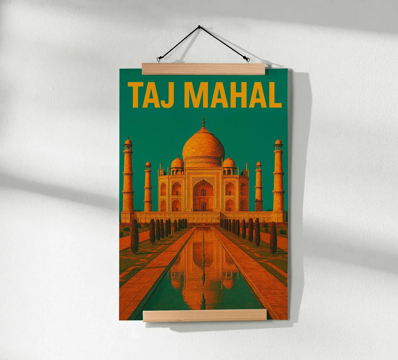 Vintage Taj Mahal, India poster with plastic frame by Vintage Travelers