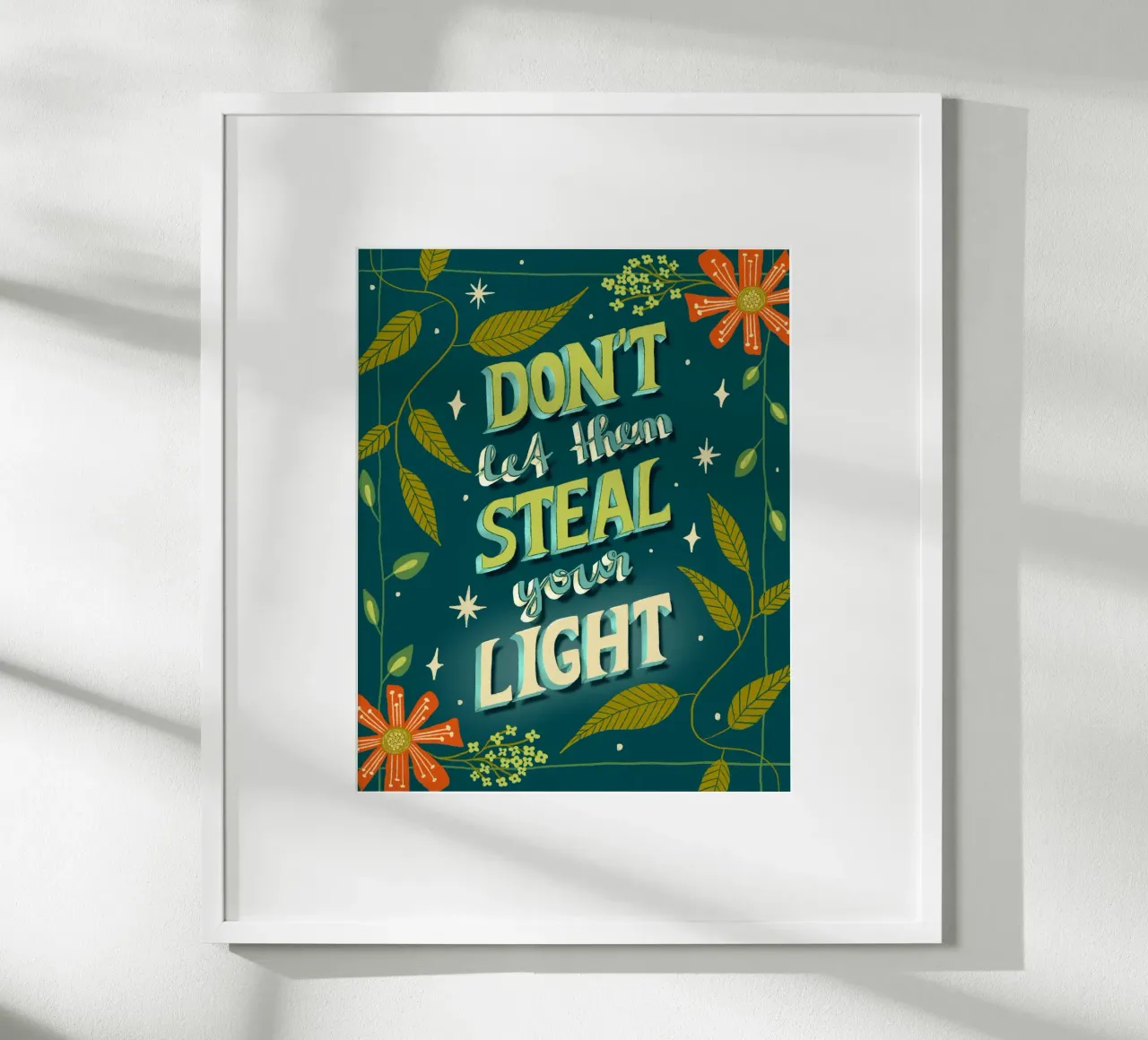 non lasciate che vi rubino la luce poster con telaio in plastica da nicigabrieldesigns
