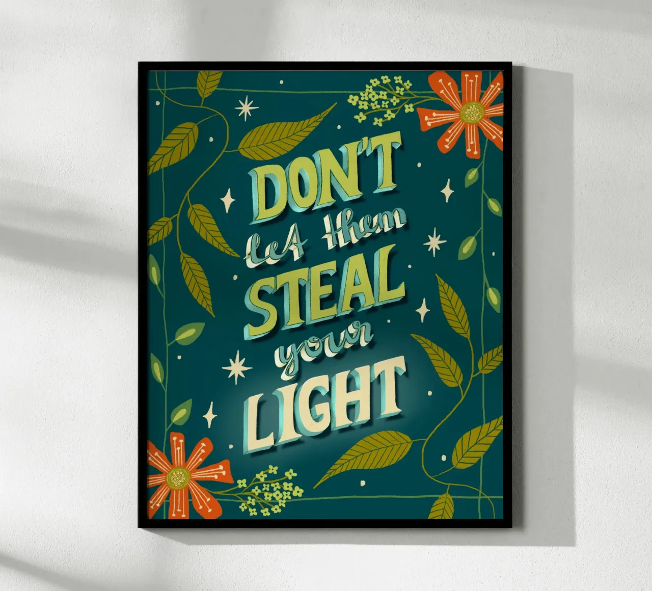 non lasciate che vi rubino la luce poster con telaio in plastica da nicigabrieldesigns