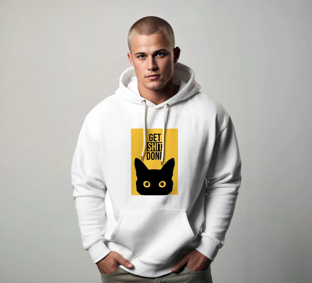 Cat Staring Get Shit Done sudadera con capucha de Arjun