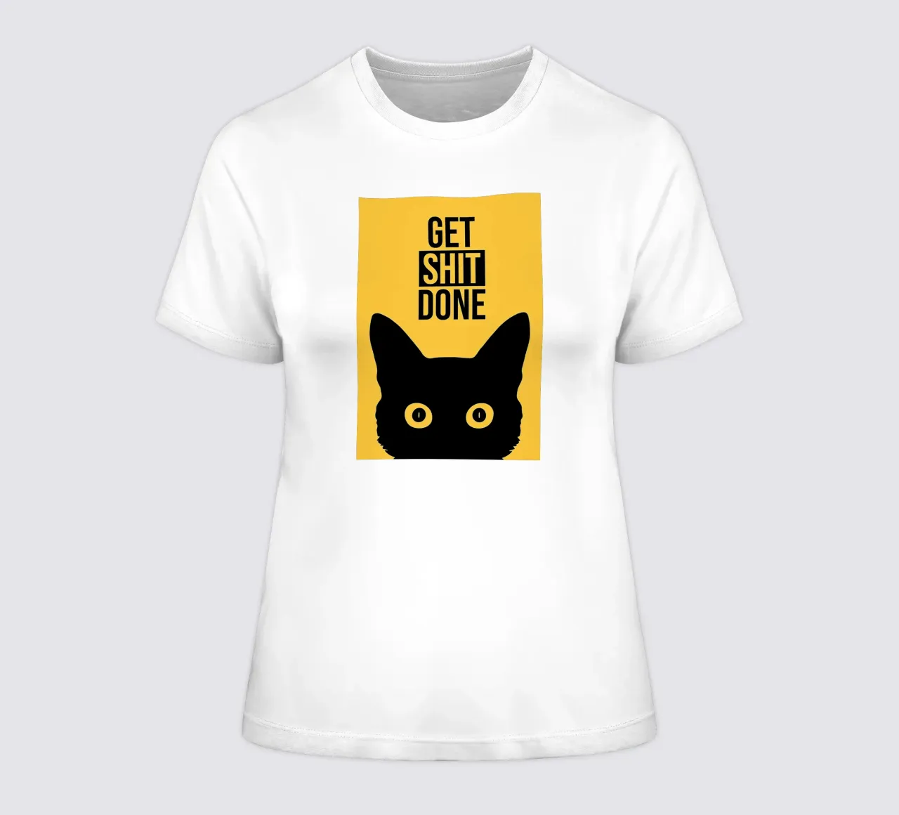 Cat Staring Get Shit Done women's fitted t-shirt by Arjun