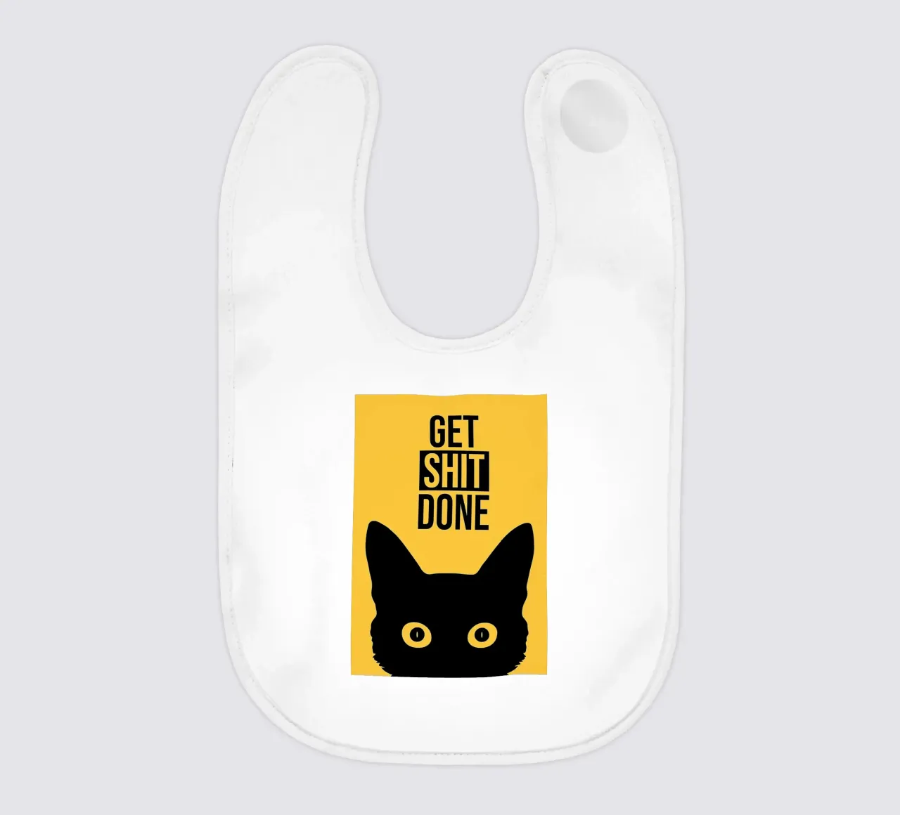 Cat Staring Get Shit Done baby bib by Arjun