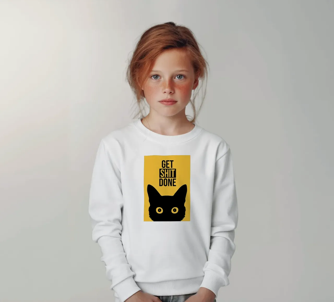 Cat Staring Get Shit Done sudadera para niño de Arjun