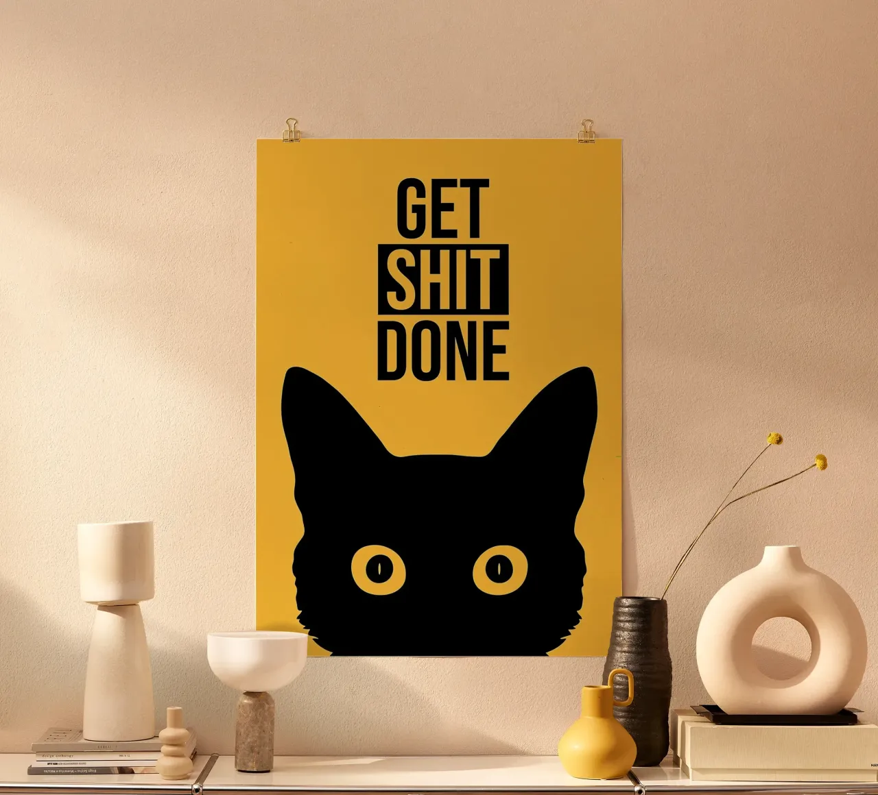 Cat Staring Get Shit Done hahnemühle by Arjun