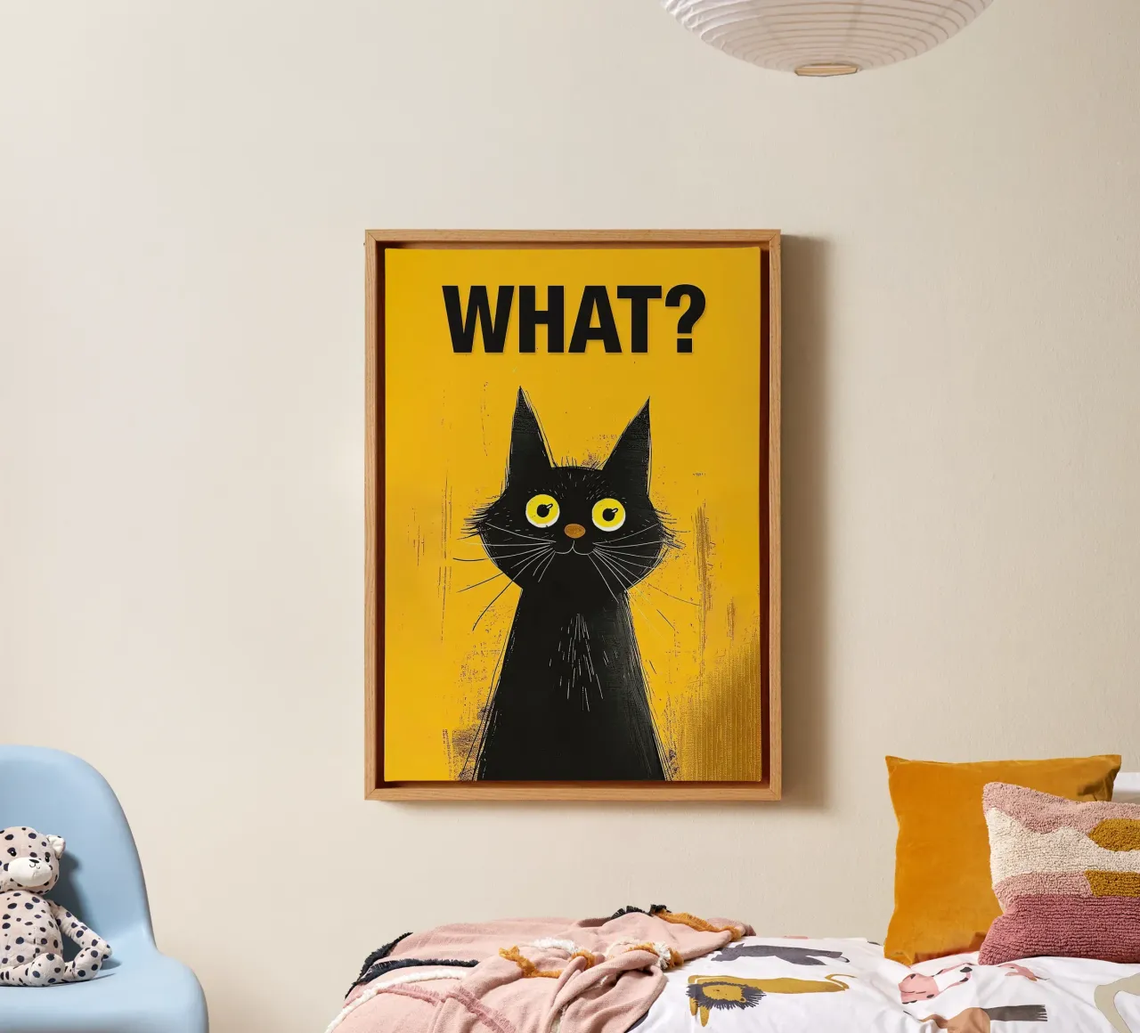 Verwirrtes Kätzchen Leinwand mit Schattenfugenrahmen von Arjun