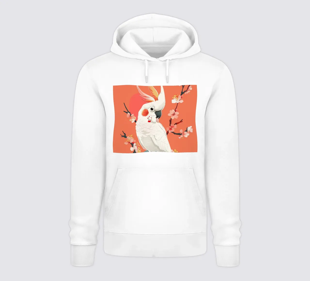 Cacatua su ramo con fiori illustrazione felpa con cappuccio da DesignDoodle