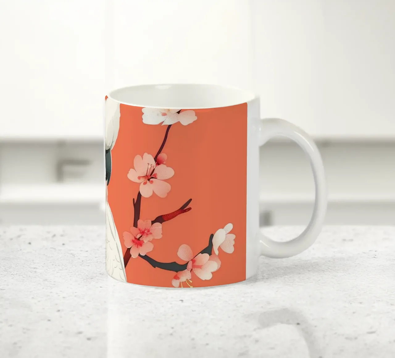 Cacatua su ramo con fiori illustrazione tazza in ceramica da DesignDoodle