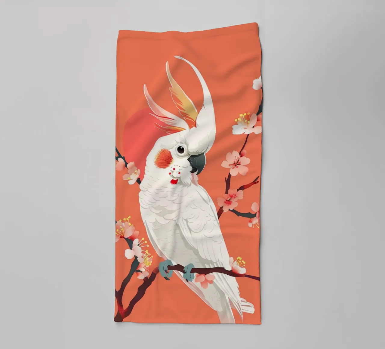 Cacatua su ramo con fiori illustrazione asciugamano da bagno da DesignDoodle