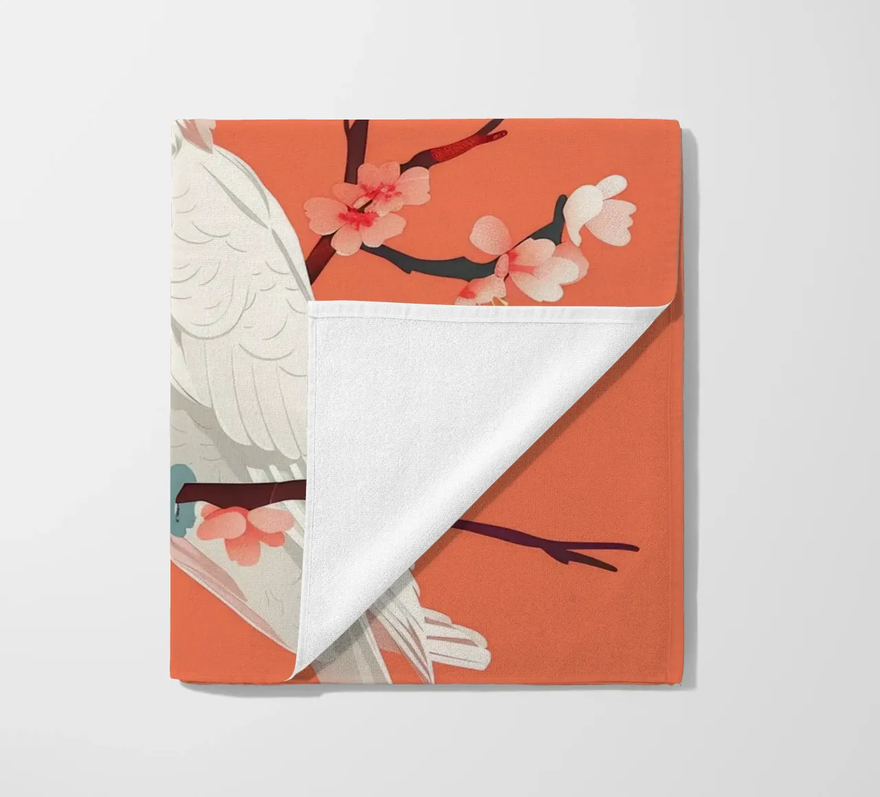 Cacatua su ramo con fiori illustrazione telo mare da DesignDoodle