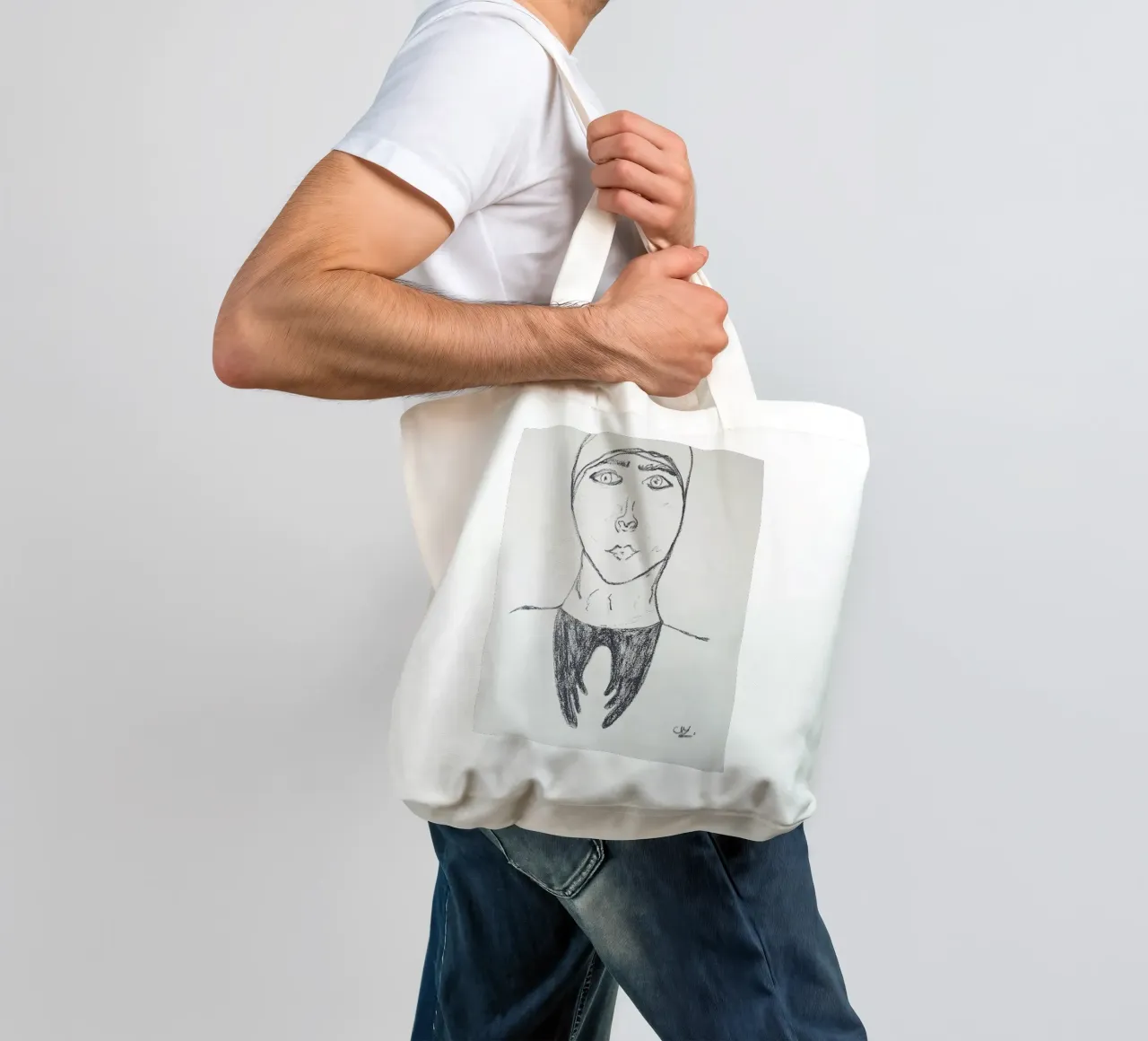 Il volto di un angelo borsa in juta da Cohe studio