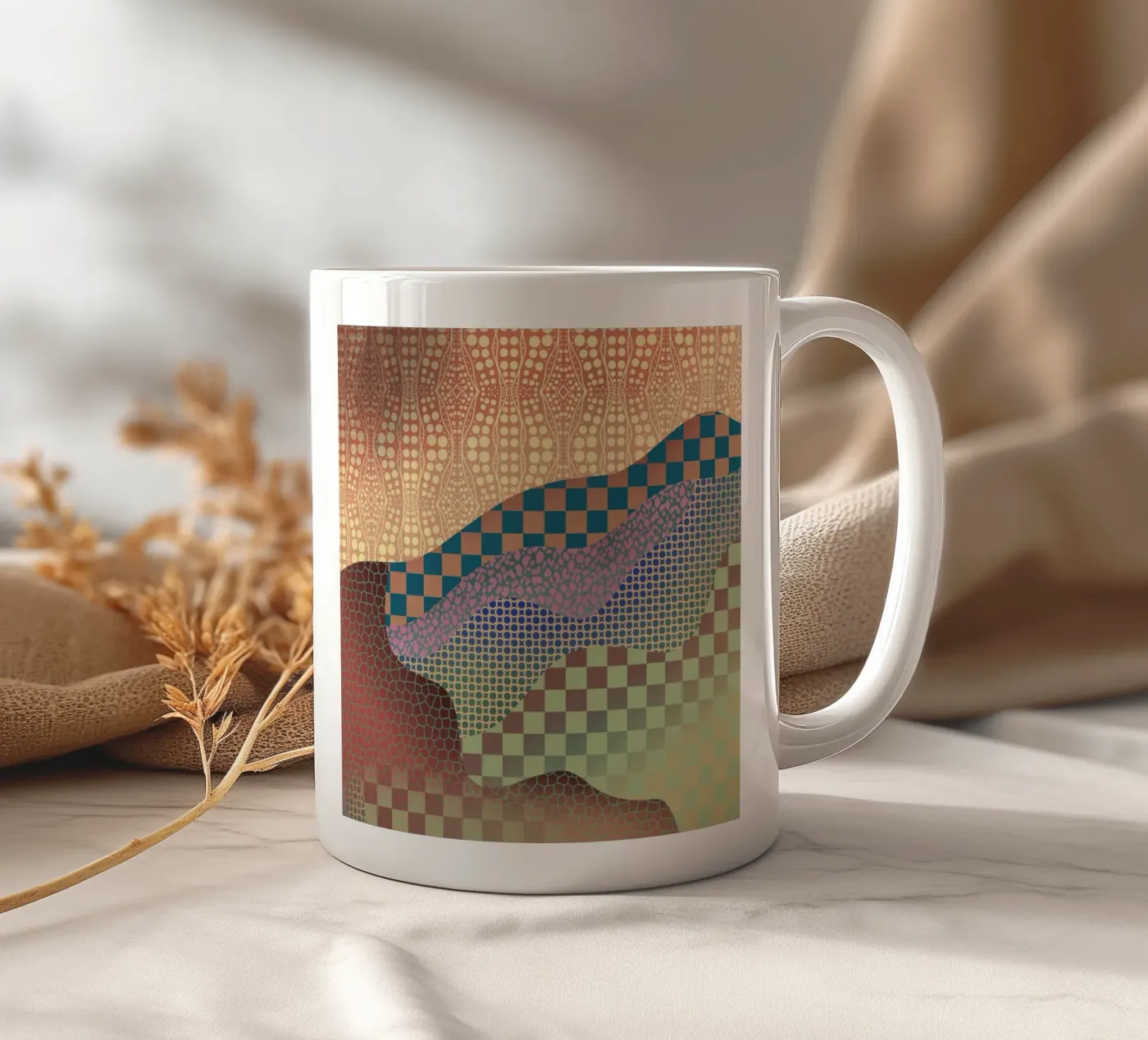 Patterned organic ceramic mug by Little Dean