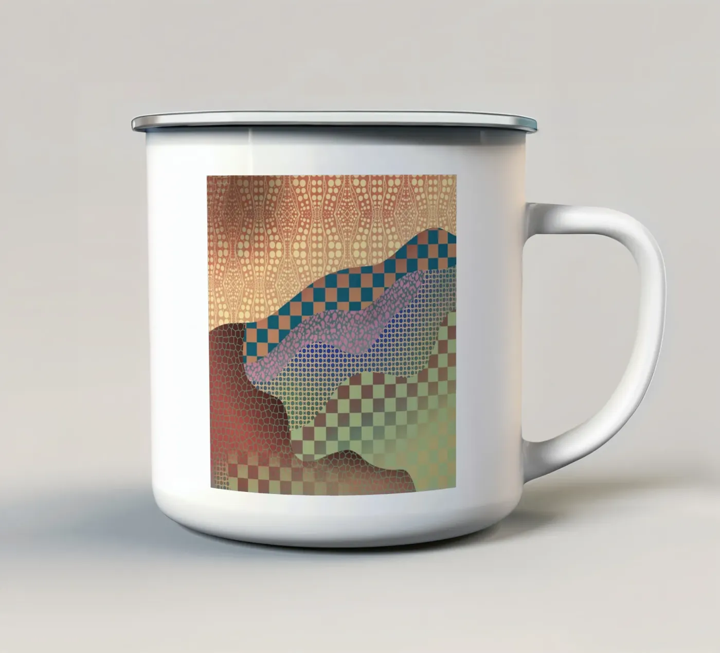 Patterned organic enamel mug by Little Dean