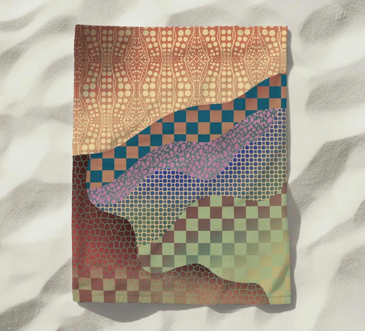 Patterned organic strandhanddoek van Little Dean