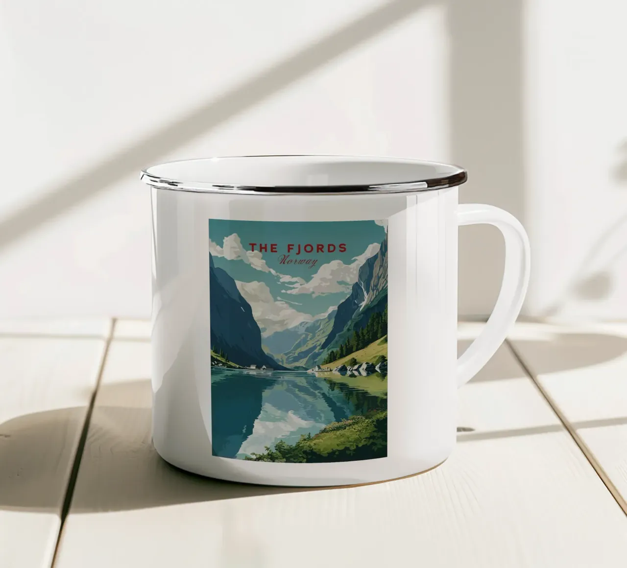 I fiordi, Norvegia tazza in smalto da Alexandra Peack