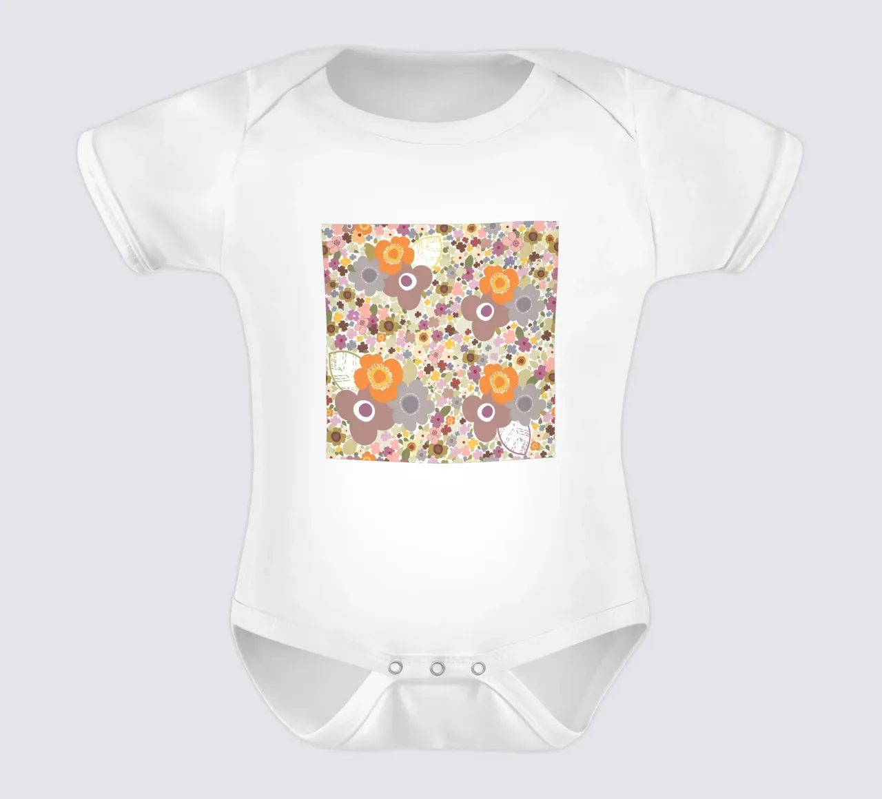 Niedliches Blumenmuster Kurzarm Babybody von gulsengunel