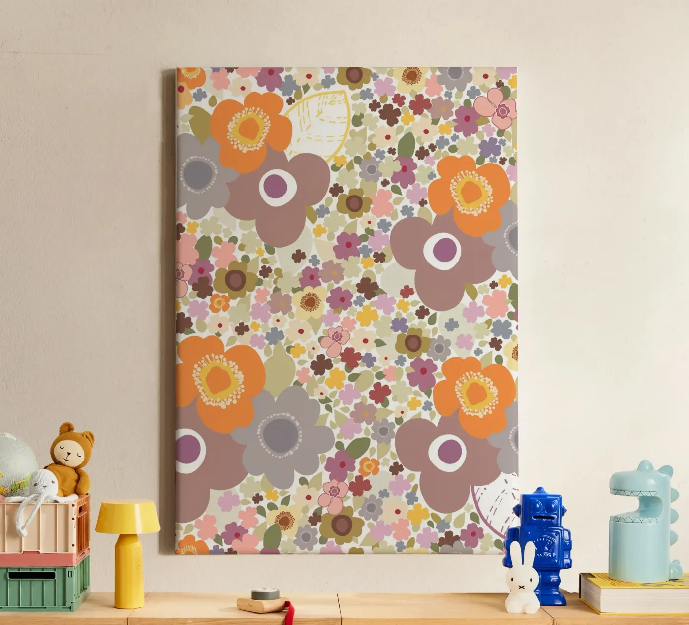 Cute flowers pattern canvas by gulsengunel