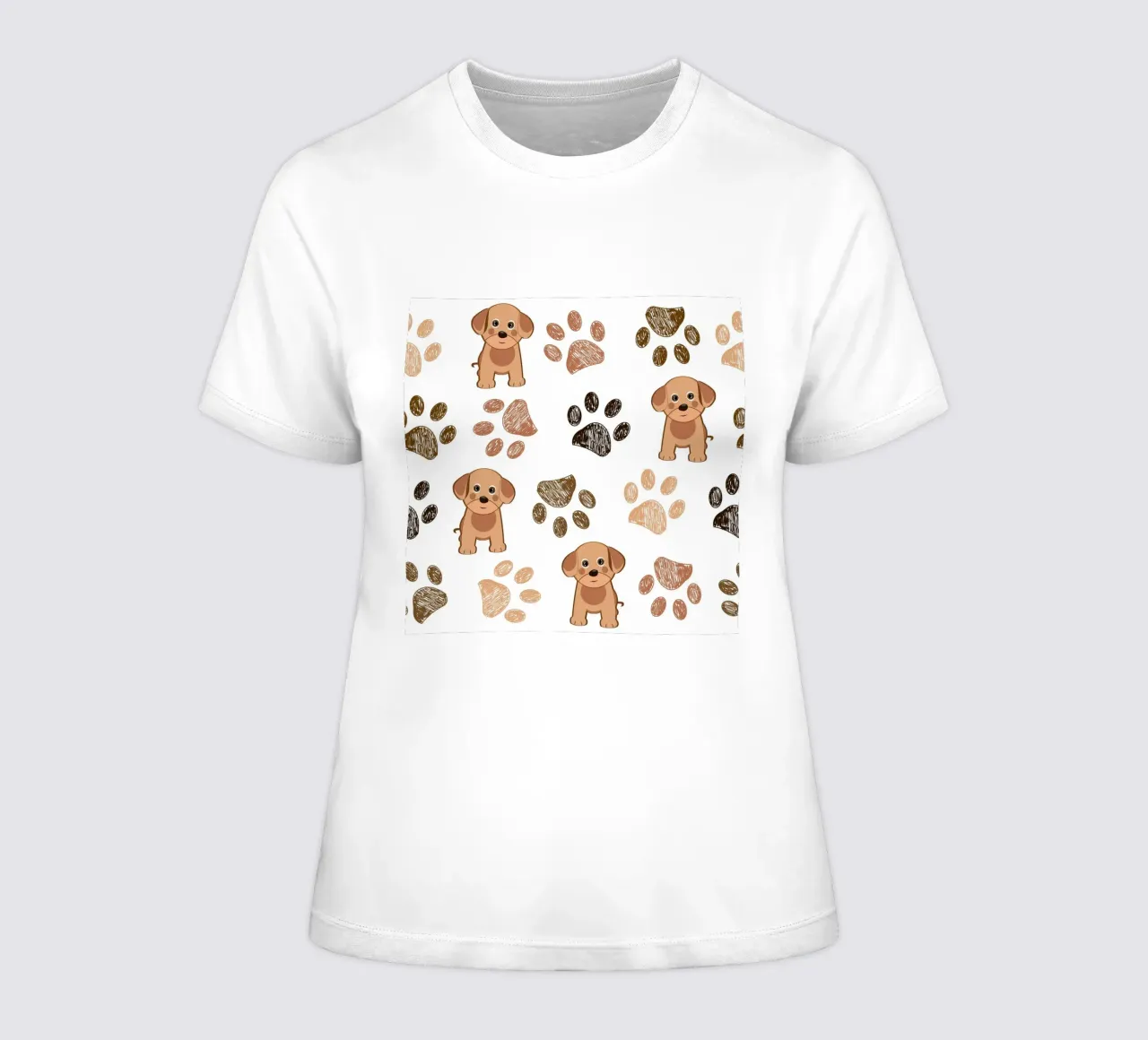 Dog with paw prints women's fitted t-shirt by gulsengunel