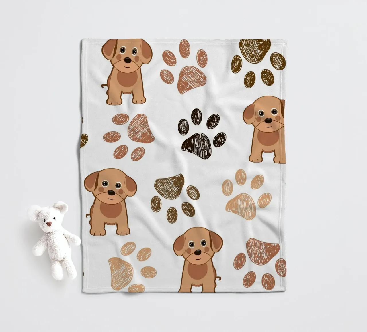 Dog with paw prints fleece blanket by gulsengunel