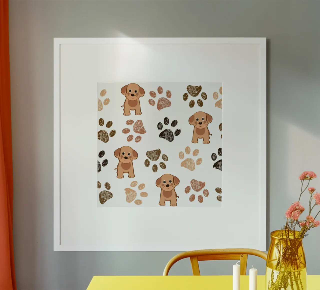Cane con impronte di zampe carta hahnemühle da gulsengunel