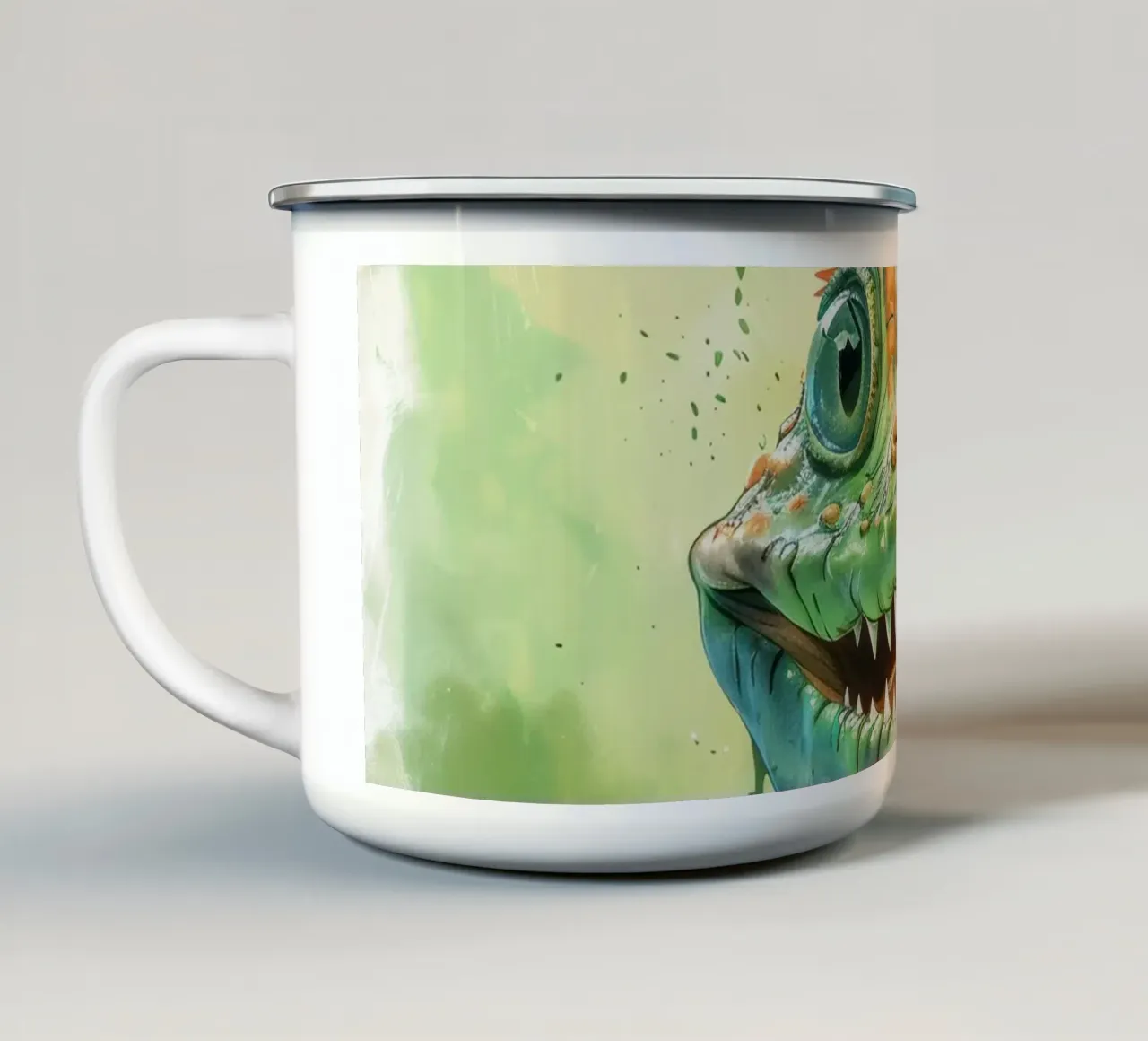 Cartone animato Alligatore che si schiude dall'uovo tazza in smalto da DesignDoodle