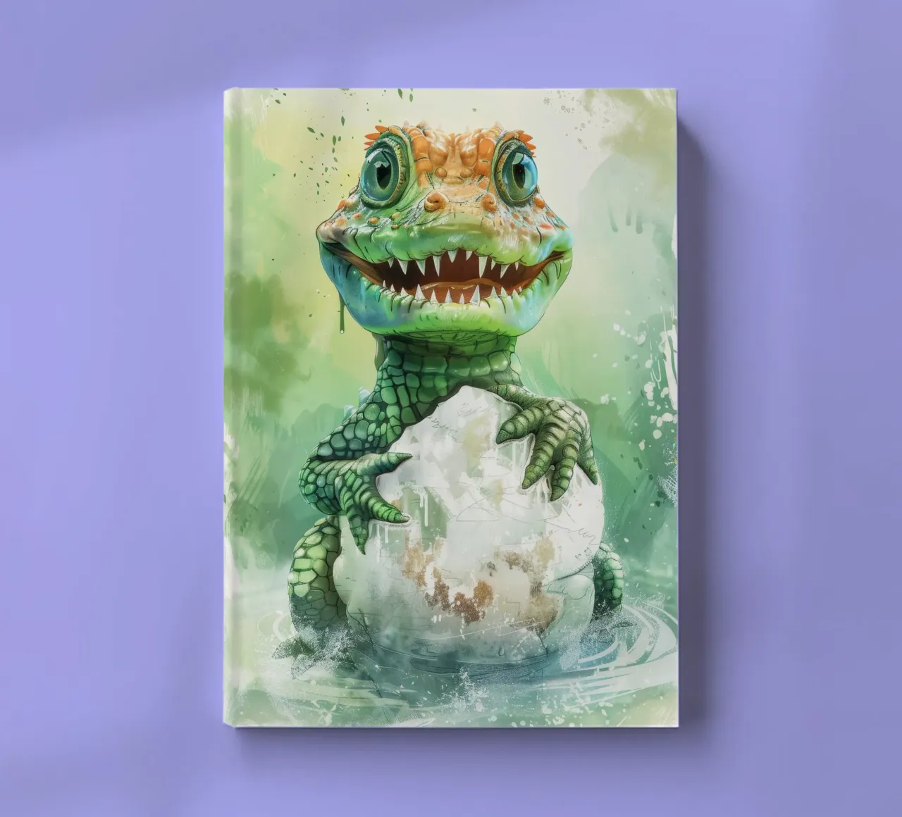Cartoon Alligator Hatching from Egg notebook by DesignDoodle