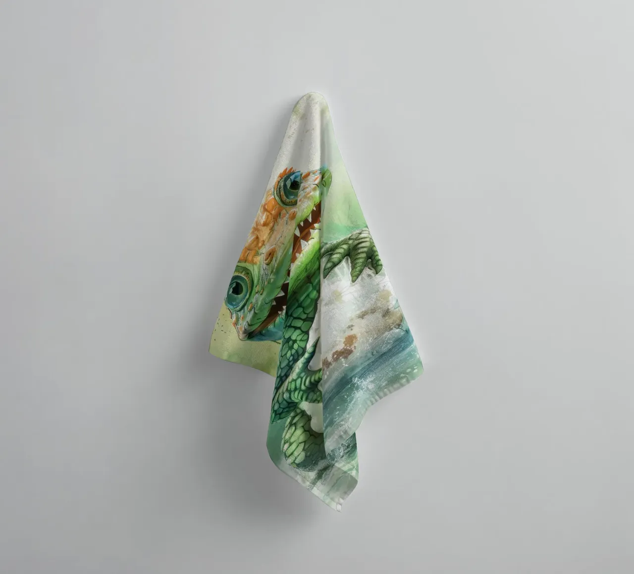Cartoon Alligator Hatching from Egg towel by DesignDoodle